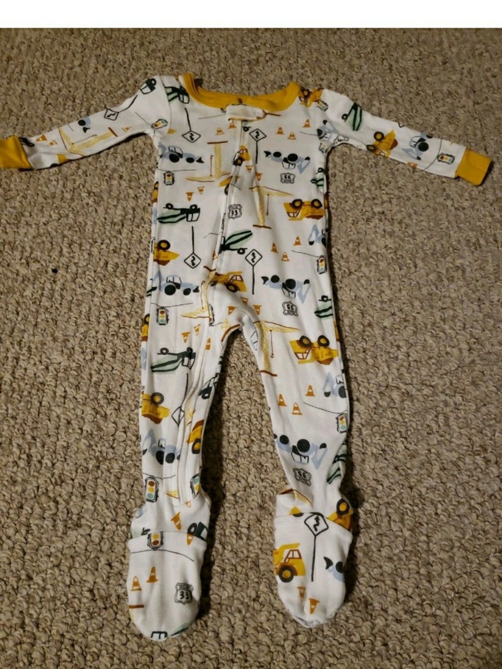 Carter's Children's Yellow Construction Print Footed One-Piece 12M